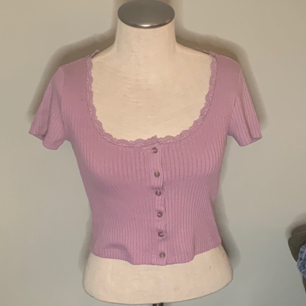 Forever 21  purple scoop neck crop top S small